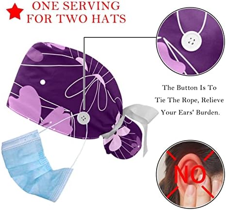 RodailyCay 2 kom. Radna kapa sa gumbom za žene duga kose podesiva elastična kravata natrag šeširi Bouffant CAPS uskrsne jaje mrkva