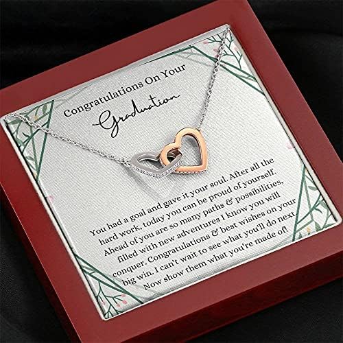 Nakit za karticu poruke, ručno izrađena ogrlica - personalizirana srčana zabrana poklona, ​​ogrlica za diplomiranje, poklon za diplomiranje