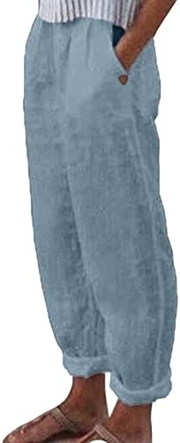 Yubnlvae hlače za žene visokog struka elastična labava fit s-5xl trendi povremeni sa dva džepa čvrste pantalone