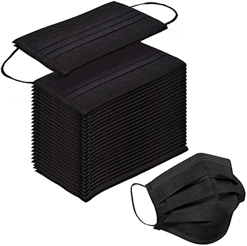 Xesakesi 50 pakovanja Crne jednokratne maske za zaštitu od prašine s filterom za usta s elastičnom omčom za uši