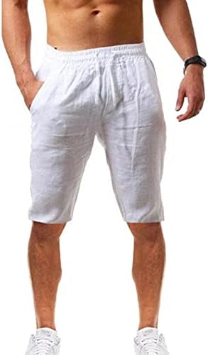 Muški posteljina Bermuda kratke hlače 3/4 Capri joggers dukseri casual lagane vučne kaznene elastične struk joge plaže harem hlače