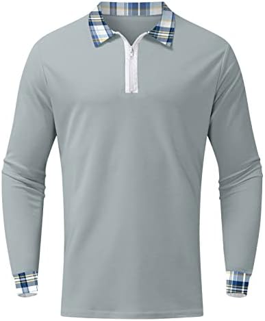 Wocachi 2022 Polo majice za muške, plairani manžetni ovratnik na dugih rukava Golf vrhovi ulični ležerni mišićni majica