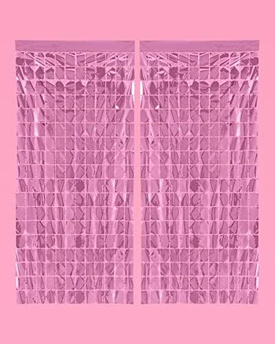 XO, Fetti Decorations roze kvadratna folija zavjese-Set 2 / dekoracije Bachelorette Party, karirana zabava, rođendan pozadina, vjenčanje,