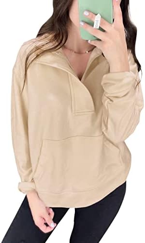Imily bela ženska polovica zip pulover modne dukseve s dugim rukavima sa džepovima kengur