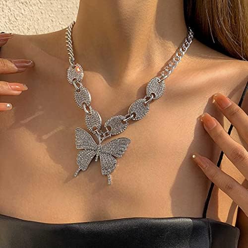 Aksod leptir ogrlica srebrni zlatni leptir privjesak ogrlice lanac sjajni izjava Leptir ogrlica Chunky nakit za žene i djevojke