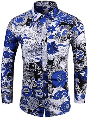 Muška cvjetna bluza vrhovi dugi rukavi Plus Veličina modni Slim Fit button Bown rever Shirt Cardigan Hawaii Shirts