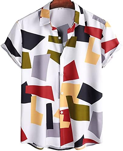 RECYPHI muškarci Geometrijski blok u boji Ispis majica Majica Letnje havajske kratke rukave Casual majice