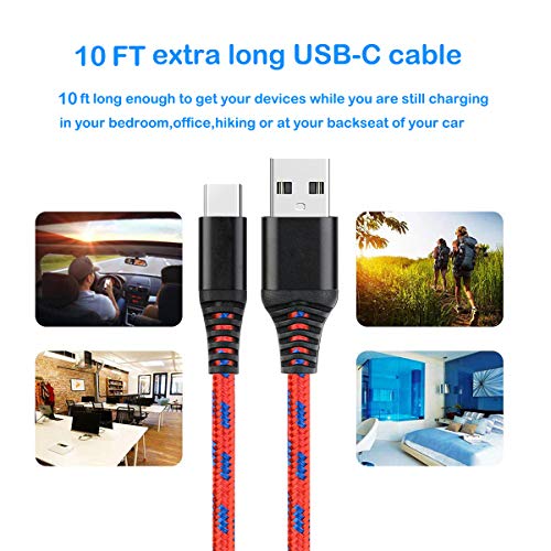 USB TIP C Brzi kabl za brze punjač, ​​2Pack 10FT brze kablove za punjenje Samsung Galaxy S20 S10 S9 A71 A51 A31 A11 kartica A7, Kindle