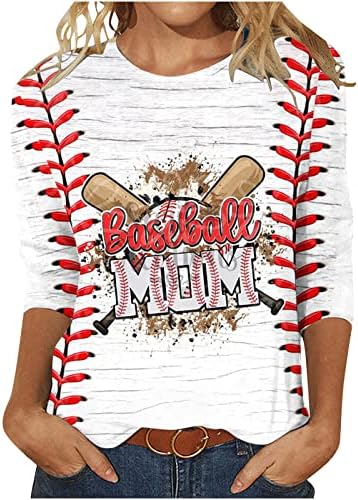 Majice za bejzbol mami za žene 3/4 rukava Vintage Graphic Tee Ležerni labavi lagani pulover bluza