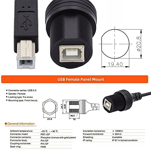 CABLECC vodootporan za prašinu USB-C TIP-C USB 3.1 10Gbps Extension Flush Car zasun za produžni produžni kabel za instrumentnu ploču