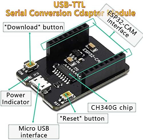 2pcs ESP32-CAM-MB ploča + 2pcs ESP32-CAM-MB serijski port sa 2pcs USB-TTL serijskim modulom serijskim adapterom