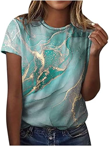 Lounge T majice za žene Jesen Ljetni kratki rukav Crt Crk Crt Mramorni ispis Bluze T majice Dame odjeća FX