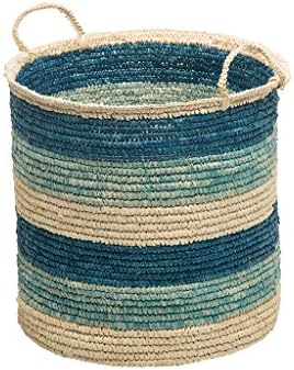 Kouboo 1060111 Okrugla sisal Storge Basket s ručkama, Teal & Navy Blue, Brown