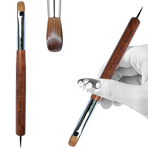 PCAORLEORS Akrilni četkica za nokte sa čistom mink kosom i drvenom ručicom, profesionalna gel francuska četkica za akril nanošenje # 8,10,12,14,16
