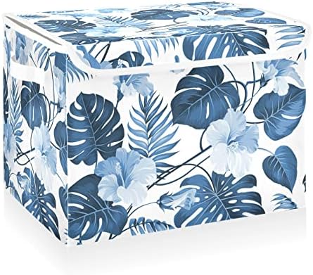 Cataku Blue Tropsko listovi za skladištenje kante sa poklopcima i ručkama, tkanina Velika spremnika Košarica košara sa poklopcem ukrasnih