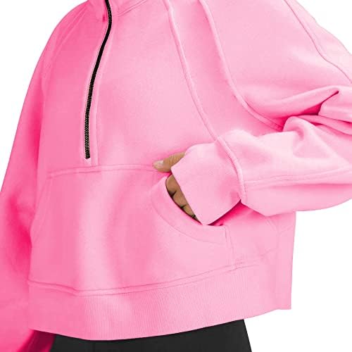 Lamoer ženski duksevi pulover duksevi peachskin baršunaste polu-zip obrezive s kapuljačom obložen ovratnik zip usepljene dukseve