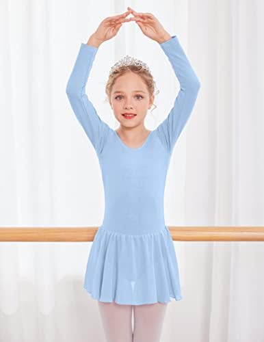 Arshiner klasični baletni triko za djevojčice Dugi rukav mašna nazad šifon Tutu sa osnovnim timskim plesnim baletnim haljinom