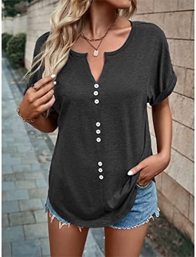 Top Tshirt za dame ljeto jesen kratki rukav odjeća moda Y2K V vrat pamučno dugme Down Up obična bluza 3P 3P