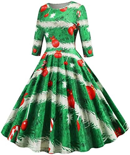 Swing haljine za ženske 1950-ove Vintage Rockabilly Božićna Maturalna haljina dugi rukavi za zabave haljine a-line čaj haljina