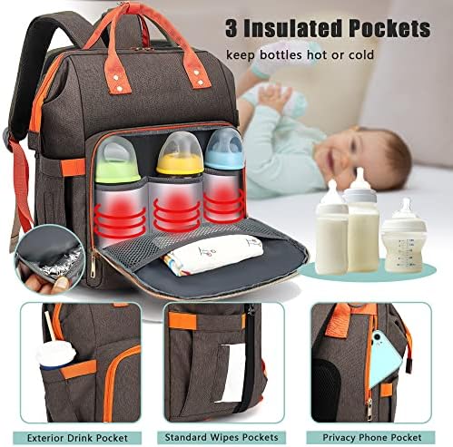 Torba za pelene za bebe ruksak sa stanicom za presvlačenje-vodootporan, veliki kapacitet od 30L za dječaka, djevojčicu, mamu, tatu