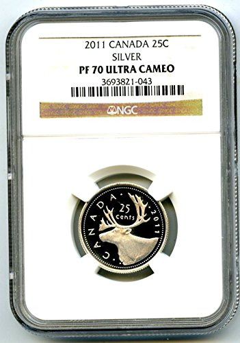 2011 Kanada Silver Otporna na 25 centa Kvaliteta registra samo 6 Poznata četvrtina PF70 NGC UCAM