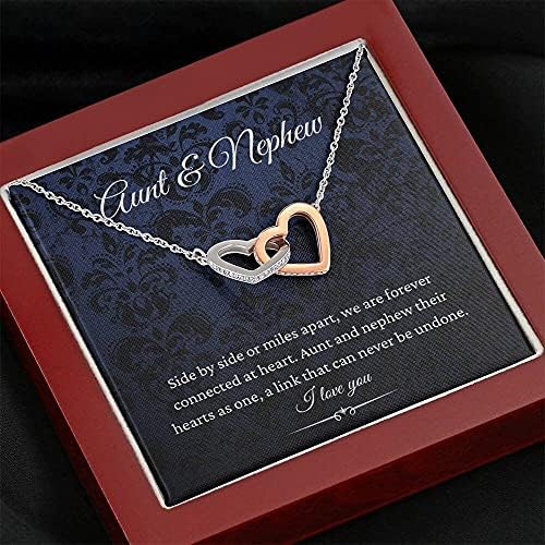 Nakit za poruke, ručno rađena ogrlica - personalizirana poklon za međusobno zaključavanje srca, tetka i nećak, poklon za tetku iz