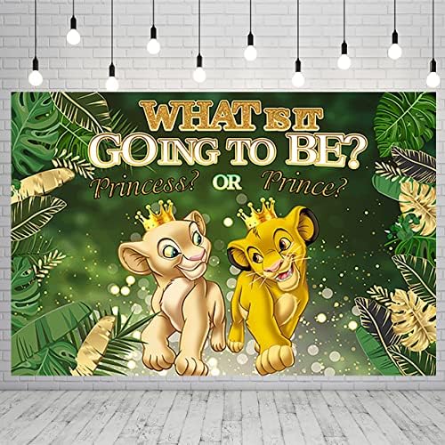 Lion King pozadina za Pol otkrivaju potrepštine dječak ili djevojčica Banner za dekoracije stranke zeleno lišće Baby Shower fotografija