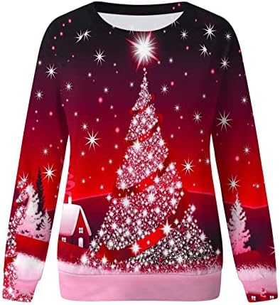 Pulover vrhovi Sretan božićni print o vrat duks okrugli vrat pulover na vrhu pluge za vježbanje dugih rukava vježba
