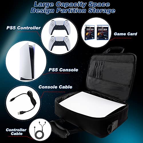 Putna torba za PS5 kontroler, PS5 torbica za nošenje crna sa 8kom kontrolera za palac, zaštitna torba za rame za PS5 konzolu kompatibilna