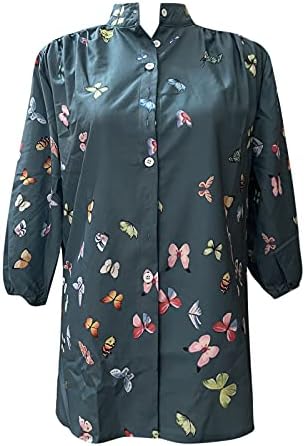 Ženska Butterfly button up Shirt modni Trend Odjeća Loose Fit Casual Half Sleeve Print V vrat T-shirt bluza Plus Size Tee