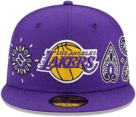 New Era LA Los Angeles Lakers 59FIFY Paisley Elements ugrađena kapa, ljubičasti šešir