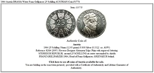 1964. Austrija Drama pisac Franz GrillParzer 25 Schilling Austrian Coin I53778