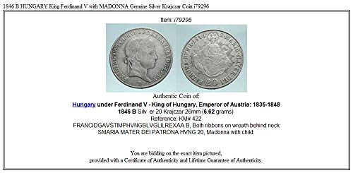 1846 HU 1846 B Mađarska King Ferdinand V sa Madonna Genu novčići dobro necertificirano