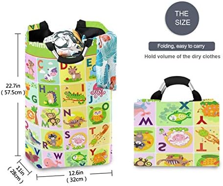 Vektorska ilustracija slatke životinjske abecede iz Z339963059 velike torbe za veš sklopive sa ručkama vodootporna izdržljiva Odjeća okrugla kanta za pranje prljavih korpi organizacija za kućni kupatilo