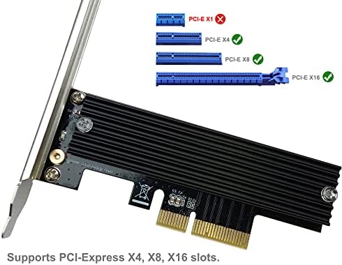 M.2 NVME PCIe adapter sa aluminijskim hladnjakom, M.2 SSD za PCIe 4.0 X4 Expansion kartica Podrška PCIe X4 / X8 / X16 utor.
