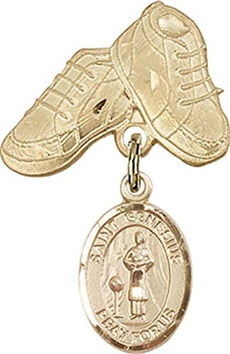 Jewels Obsession Baby Badge sa šarmom Svetog Genezija rimskog i iglom za dječje čizme / 14k Zlatna značka za bebe sa šarmom Svetog