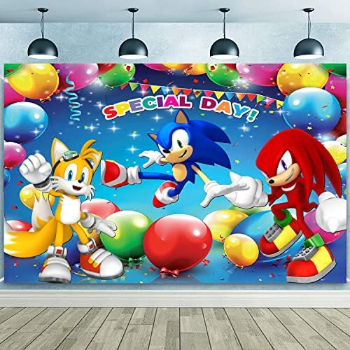 85x60 inča Sonic Backdrop Birthday Banner party dekoracije 7x5 ft jež Cartoon Happy Birthday Supplies pozadina događaja za više prilika