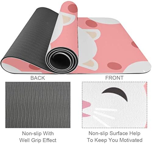 Siebzeh Pink Cat Premium Thick Yoga Mat Eco Friendly gumeni Health&fitnes neklizajuća prostirka za sve vrste vježbe joge i pilatesa