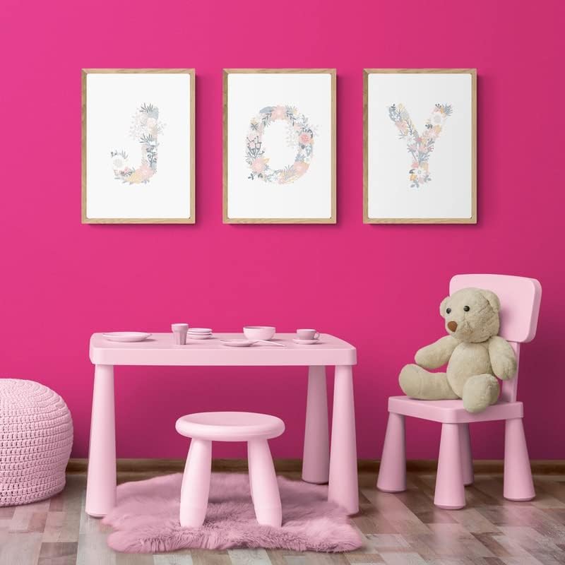 VOTRON cvjetna Abeceda slova Wall Art platneni posteri i printovi za Pink Baby soba dekor soba dekor