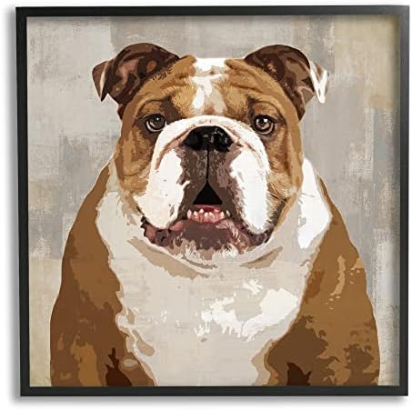 Stupell Industries Bulldog gladno čeka dosadan apstraktna pozadina za kućne ljubimce kolaž, dizajn Keri Rodgers