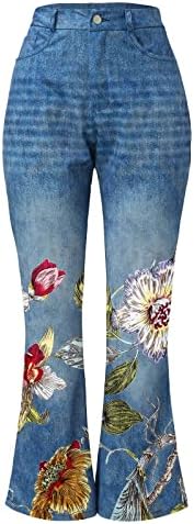 Miashui ženske casual pantalone za kuću ženske hlače tiskani uzorak labavi flared traperice istegnute purene formalne hlače za