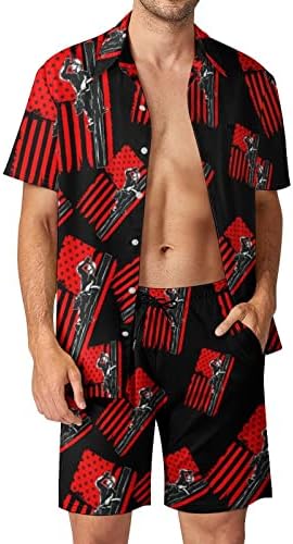 Američki lineman Muški havajske majice i hlače za kratke rukave i hlače Ljetna plaža Outfits labavi fit trenerka