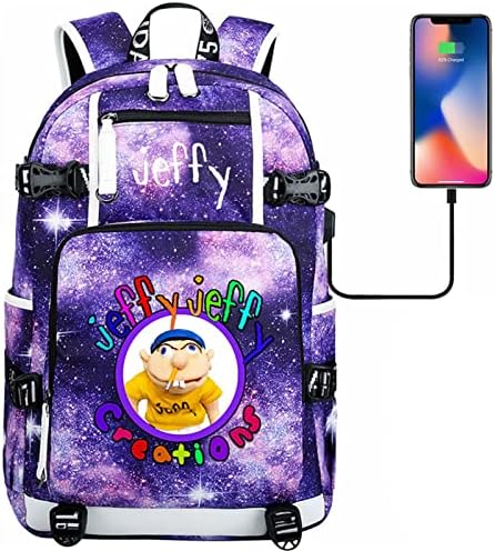 Lagani Jeffy School Daypack Boys Girls Multifunkcijski ruksak laptopa-Novelty Ruccsack za vanjsku za tinejdžere