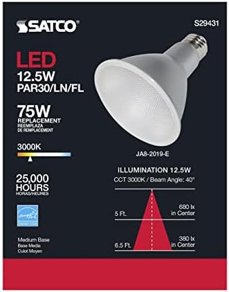 Satco S29431; LED PAR lampe; 12.5 Watt; PAR30LN LED; 3000K; 40 deg. Ugao snopa; Srednja baza; 120 Volt; 12.5par30 / LN / LED / 40'