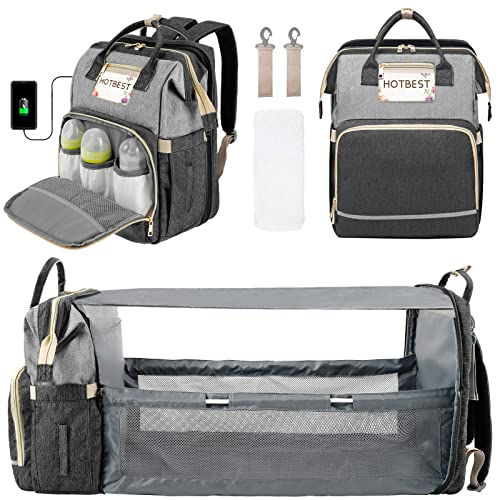 Hotbest Back Back Raksak, torbe za pelene za bebe, multifunkcijsko vodootporno putovanje Osnovci bebe s USB priključkom, šarene torbe