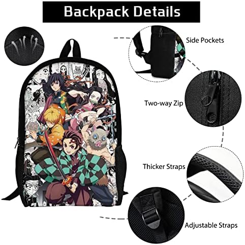 Qidozviy multifunction anime ruksak set s olovkom 3-u-1 torba za knjige sa torbom za ručak za dječačku djevojku muškarce žene