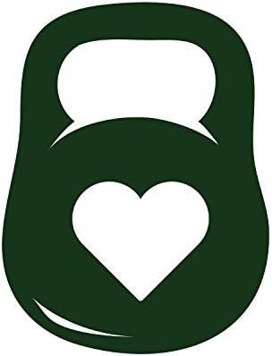 KettleBell + Heart - 2 Široki tamnozeleni zeleni vinilni decal - za MacBook, automobil, laptop ili bilo šta drugo!