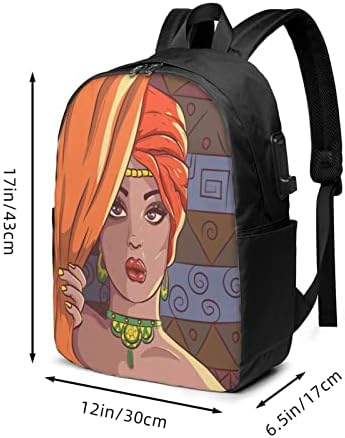 Wowsuo afrička ženska ruksak za laptop za Aldult tanak izdržljiv dnevni paket sa USB portom Travel Casual 17 inčna torba za laptop