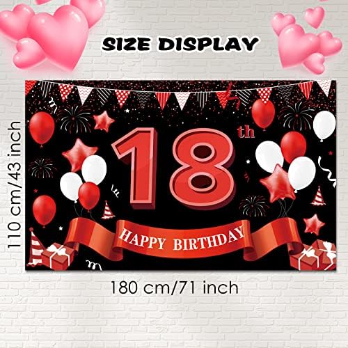 Happy 18th Birthday Yard Banner, Happy 18th Birthday Banner Decorations for Women / Men, Large 18th Birthday backdrops Decoration