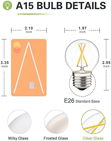 A15 E26 LED sijalica, 2 Watt 3000k meka Bijela, zatamnjene Globusne Edison filamentne sijalice 25W ekvivalentne, 200 lumena prozirnog